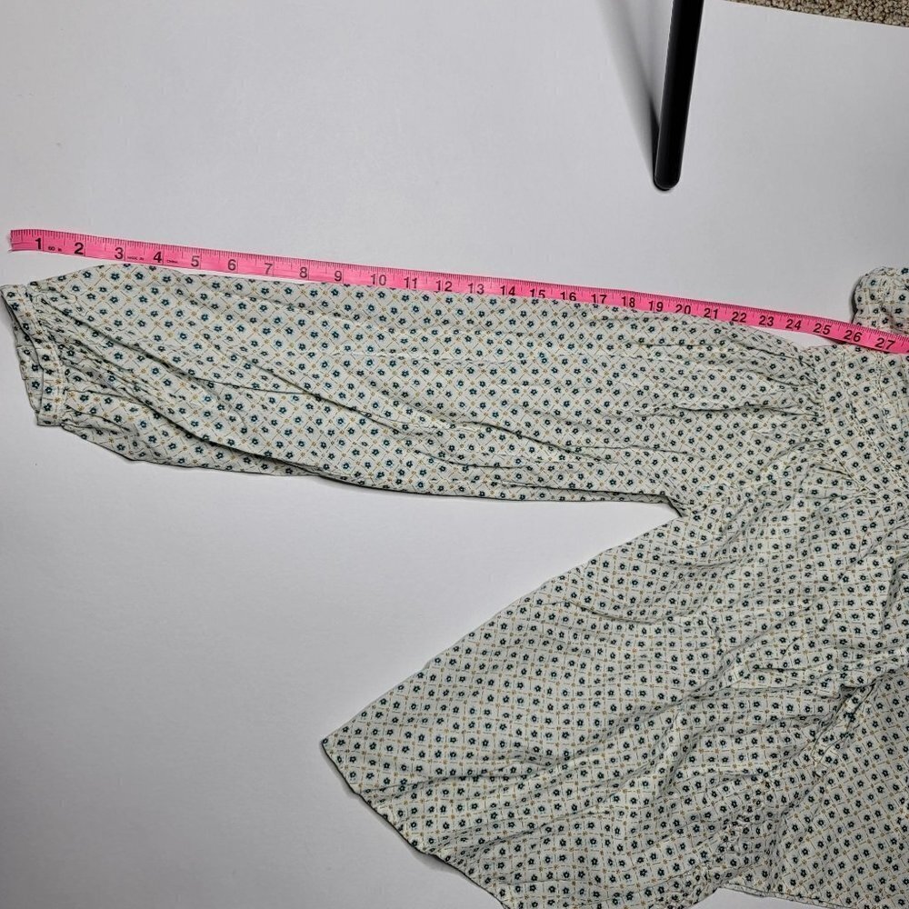 Universal Threads Womens Teal Floral Long Sleeve Tie Front Blouse Size Large - Picture 2 of 14